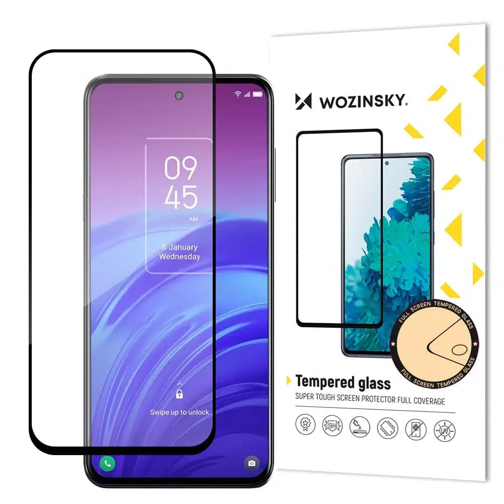 Wozinsky super tough Full Glue Full Glue Full Screen Tempered Glass with Case Friendly TCL 20L Μαύρο Frame