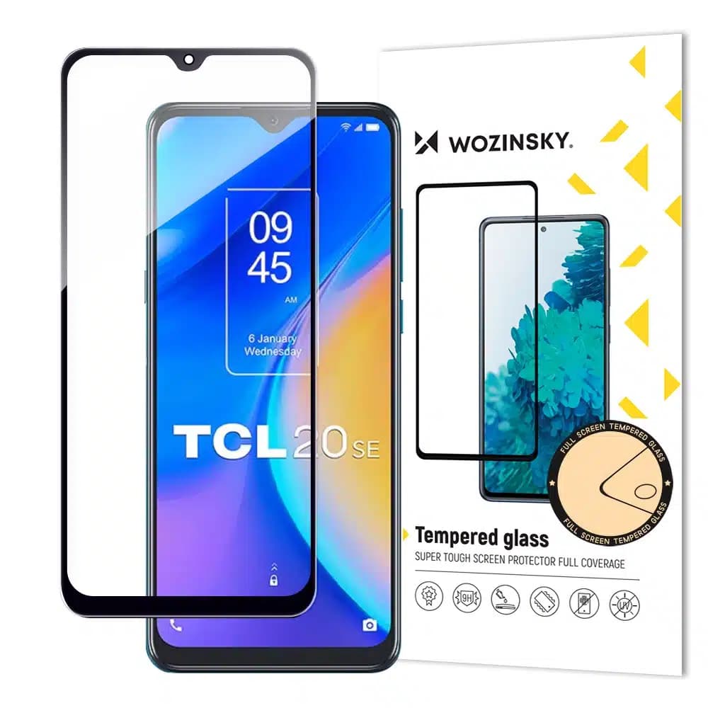Wozinsky Full Glue Tempered Glass Tempered Glass for TCL 20 SE 9H Full Screen with Μαύρο Frame