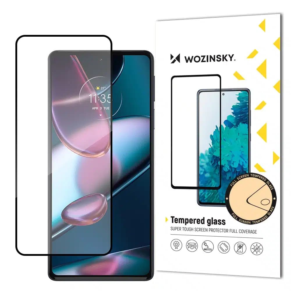 Wozinsky super durable Full Glue tempered glass full screen with frame Case Friendly Motorola Edge 30 Μαύρο