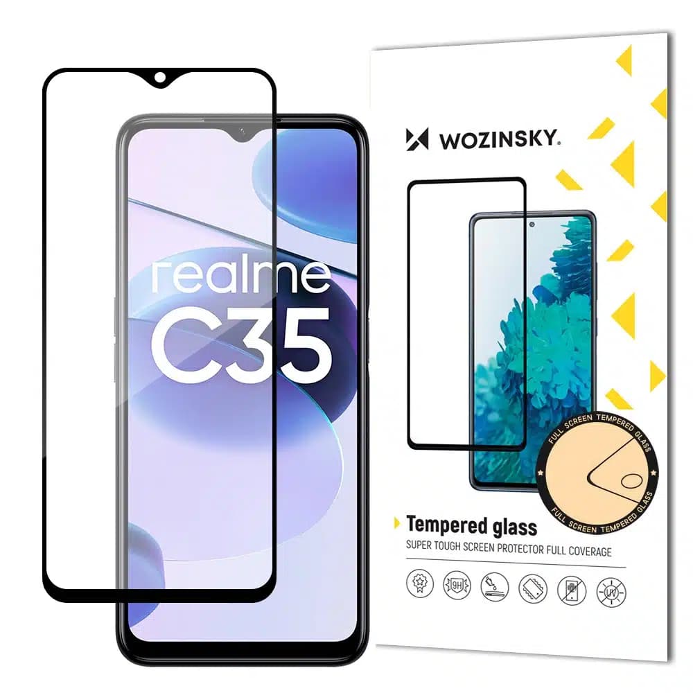 Wozinsky super tough Full Glue Full Glue Full Screen Tempered Glass with Case Friendly Realme C35 Μαύρο Frame