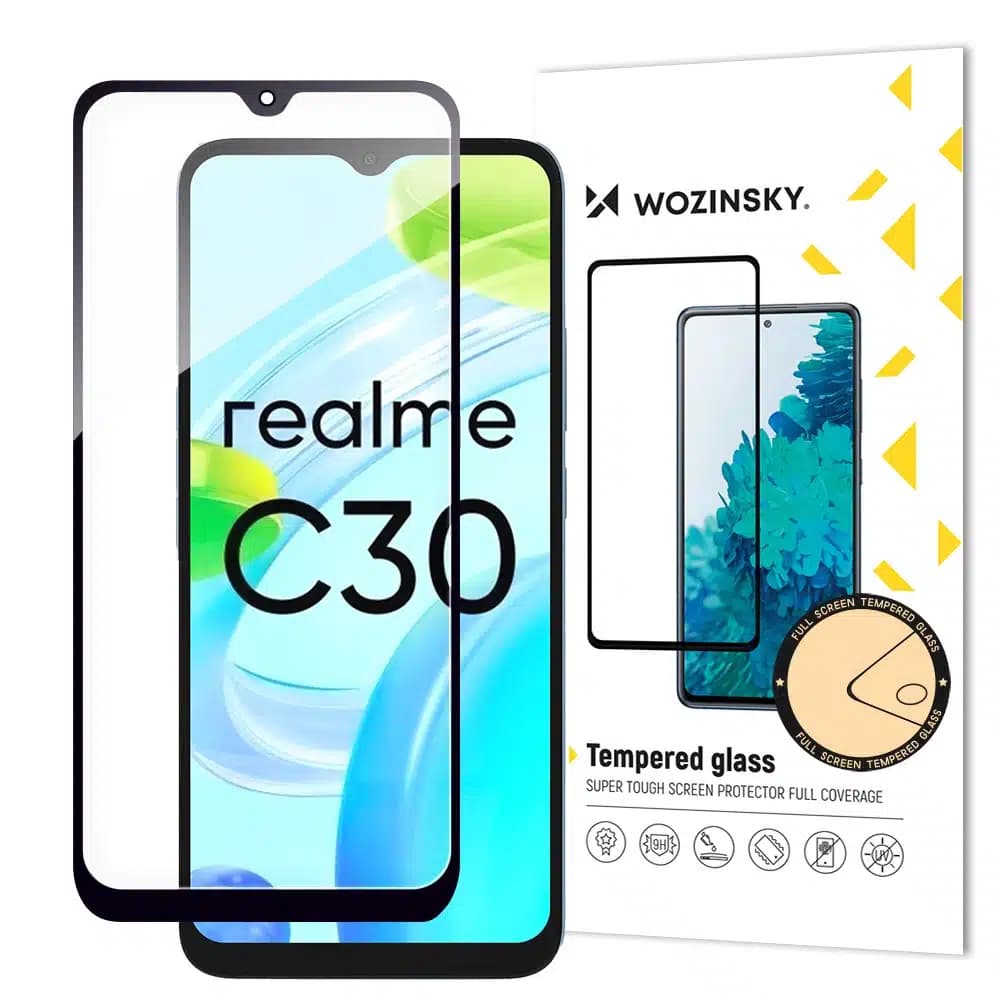 Wozinsky Full Glue Tempered Glass Tempered Glass For Realme C30 / Realme Narzo 50i Prime 9H Full Screen Protector With Μαύρο Frame
