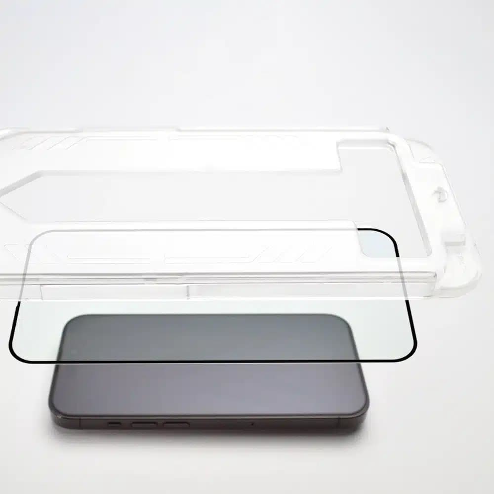9H tempered glass with mounting frame for iPhone 15 Plus Wozinsky Premium Glass - Μαύρο 7