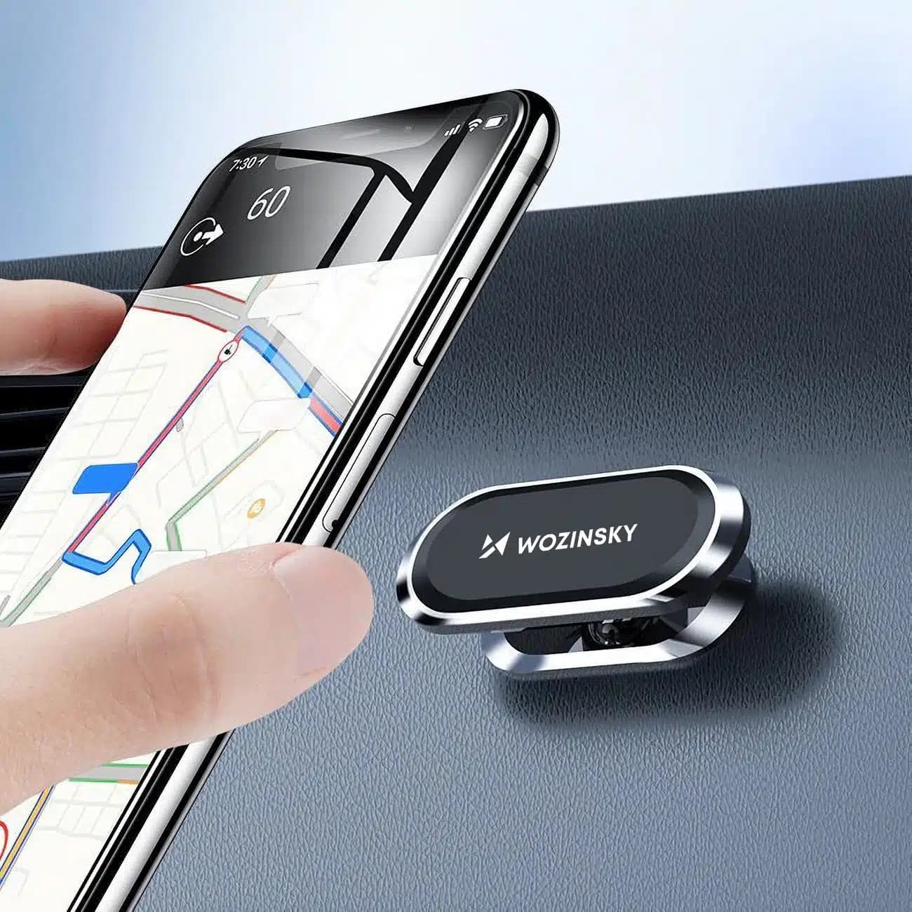 Wozinsky Self-adhesive Magnetic 360 Car Dashboard Mount Ασημένιο (WMH-06) 6