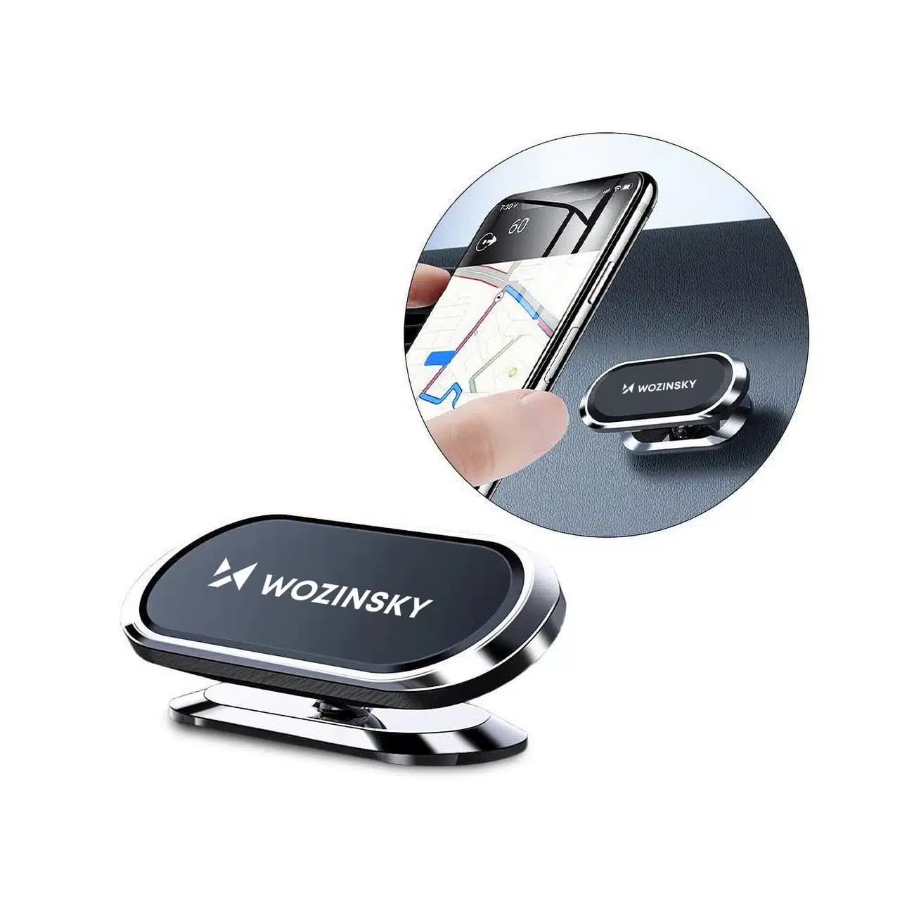 Wozinsky Self-adhesive Magnetic 360 Car Dashboard Mount Ασημένιο (WMH-06)