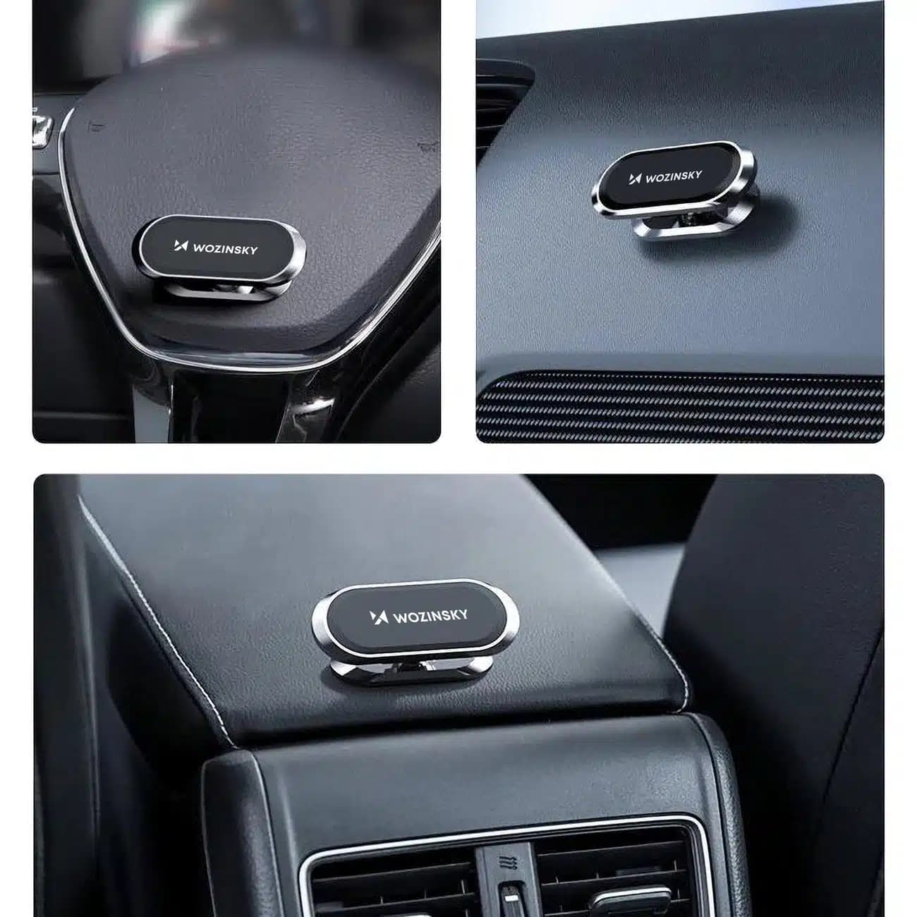 Wozinsky Self-adhesive Magnetic 360 Car Dashboard Mount Ασημένιο (WMH-06) 8