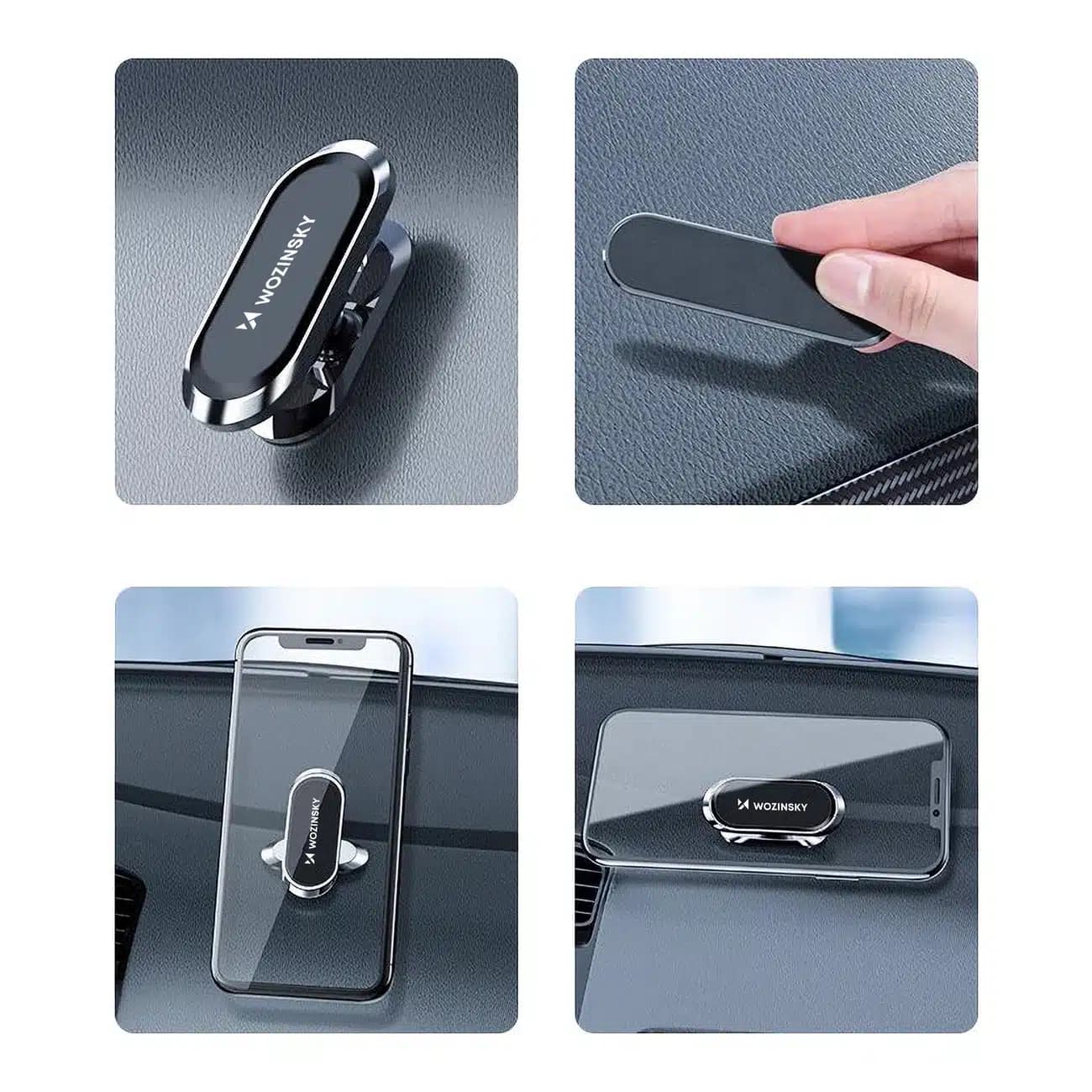 Wozinsky Self-adhesive Magnetic 360 Car Dashboard Mount Ασημένιο (WMH-06) 5