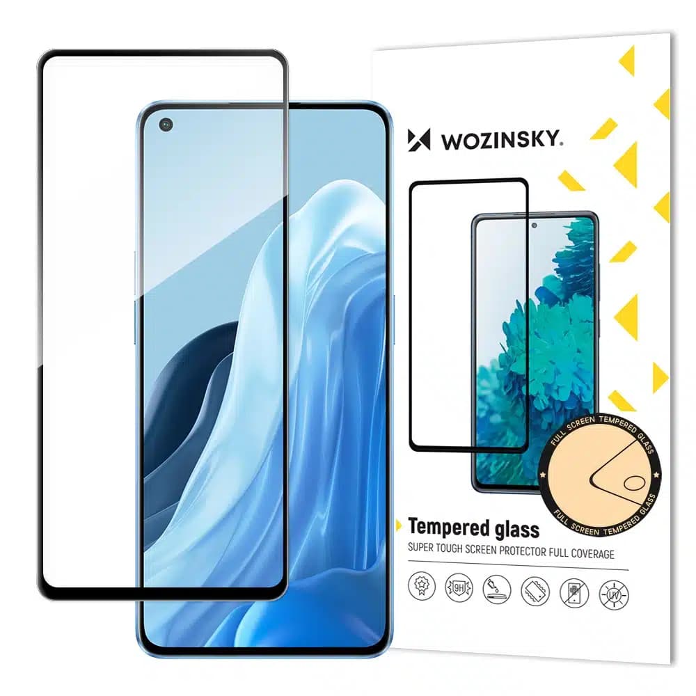 Wozinsky Tempered Glass Full Glue Super Tough Screen Protector Full Coveraged with Frame Case Friendly for Oppo Reno7 Pro 5G Μαύρο