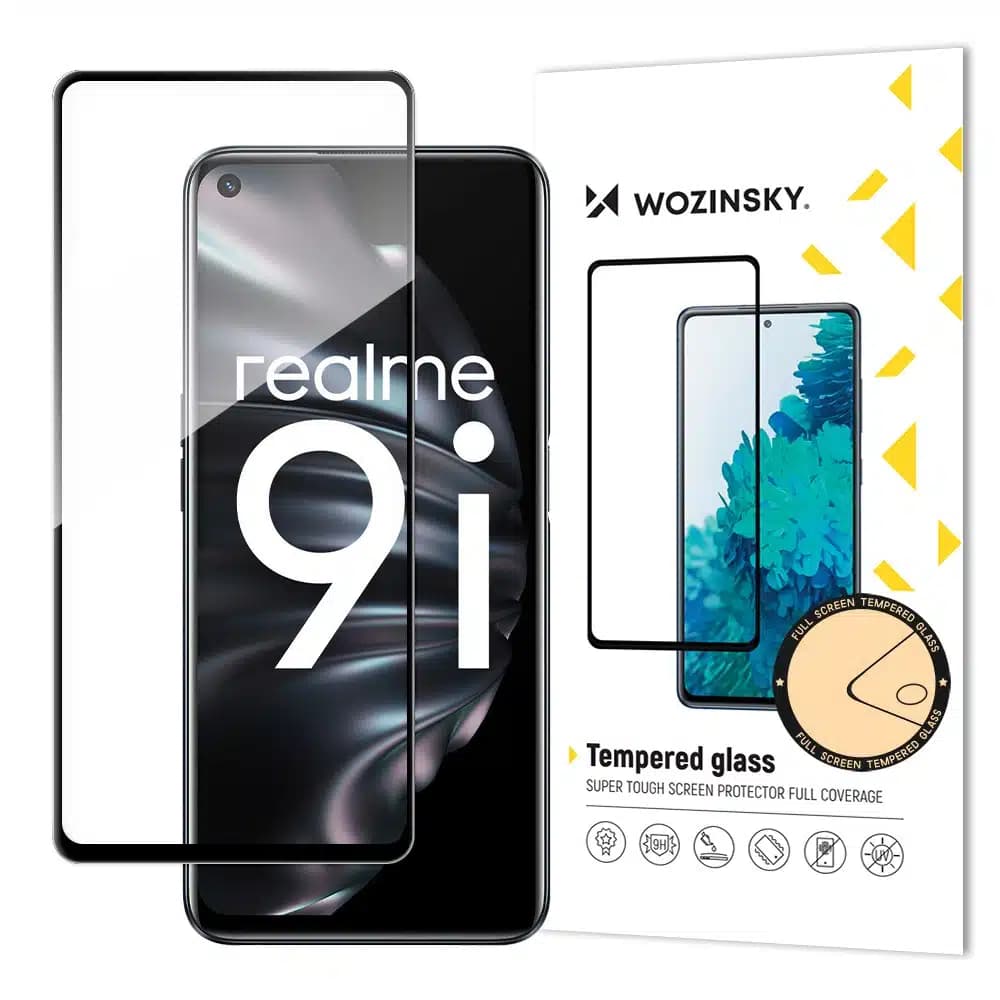 Wozinsky Tempered Glass Full Glue Super Tough Screen Protector Full Coveraged with Frame Case Friendly for Oppo A76 / Oppo A36 / Realme 9i Μαύρο