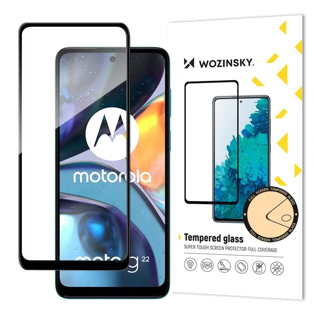 Wozinsky Super Durable Full Glue Tempered Glass Full Screen With Frame Case Friendly Motorola Moto G22 Μαύρο