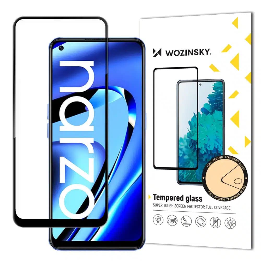 Wozinsky Super Tough Full Glue Tempered Glass Full Screen With Frame Case Friendly Realme Narzo 50A Μαύρο