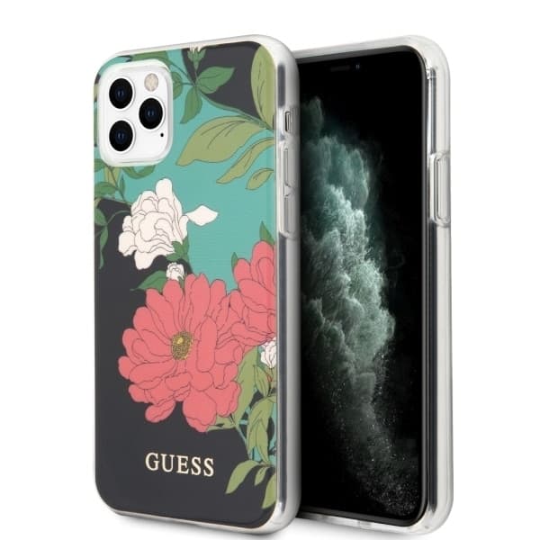 Guess Flower Collection - θήκη για Apple iPhone 11 Pro Max - Μαύρο