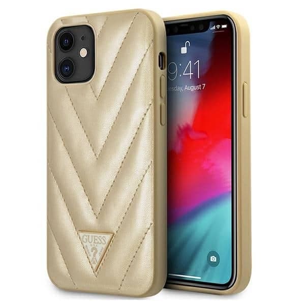 Guess V-Quilted Collection - θήκη για Apple iPhone 12 mini - Χρυσό