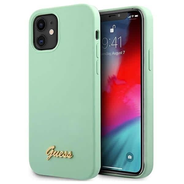 Guess Metal Logo Script - θήκη για Apple iPhone 12 mini - Πράσινο