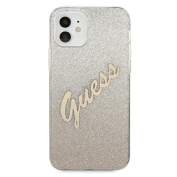 Guess Glitter Gradient Script - θήκη για Apple iPhone 12 mini - Χρυσό 3
