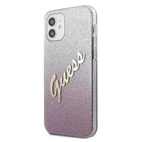 Guess Glitter Gradient Script - θήκη για Apple iPhone 12 mini - Ροζ 2