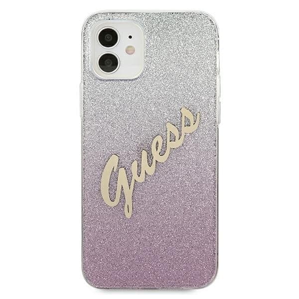 Guess Glitter Gradient Script - θήκη για Apple iPhone 12 mini - Ροζ 3