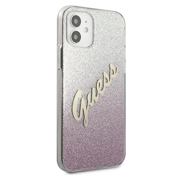 Guess Glitter Gradient Script - θήκη για Apple iPhone 12 mini - Ροζ 4