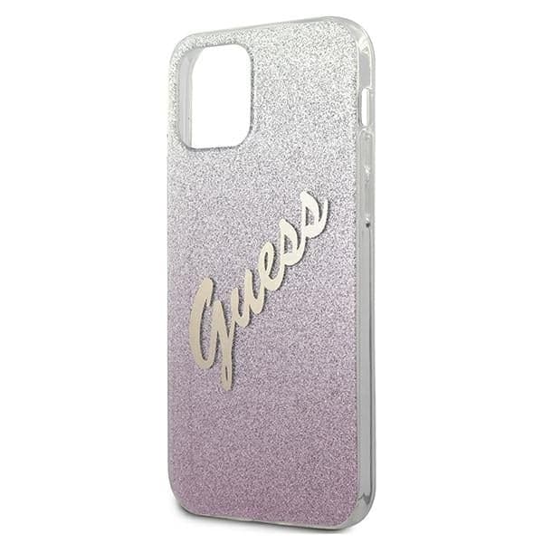 Guess Glitter Gradient Script - θήκη για Apple iPhone 12 mini - Ροζ 6