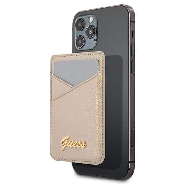 Guess Wallet Card Slot GUWMSSASLGO MagSafe Saffiano χρυσό/gold