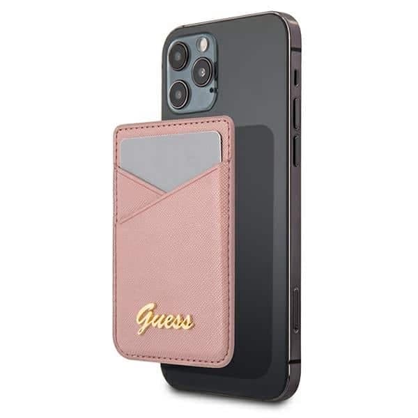 Guess Wallet Card Slot GUWMSSASLPI MagSafe Saffiano ροζ/pink