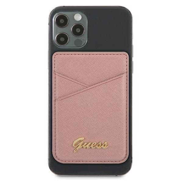 Guess Wallet Card Slot GUWMSSASLPI MagSafe Saffiano ροζ/pink 2