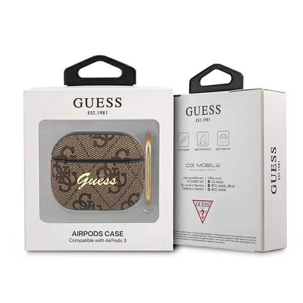Guess GUA34GSMW Κάλυμμα AirPods 3 καφέ/brown 4G Script Metal Collection 3