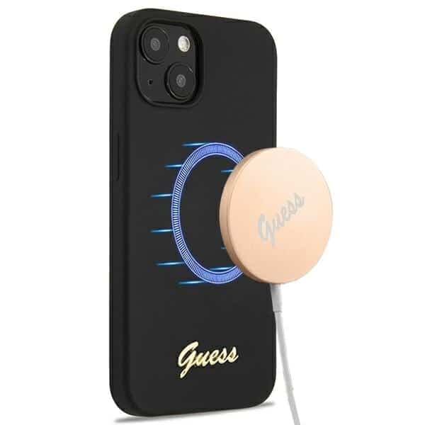 Guess Silicone Script Gold Logo - θήκη για Apple iPhone 13 - Μαύρο