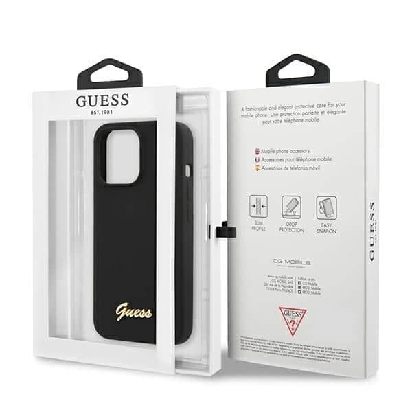 Guess Silicone Script Gold Logo - θήκη για Apple iPhone 13 Pro / - Μαύρο 8