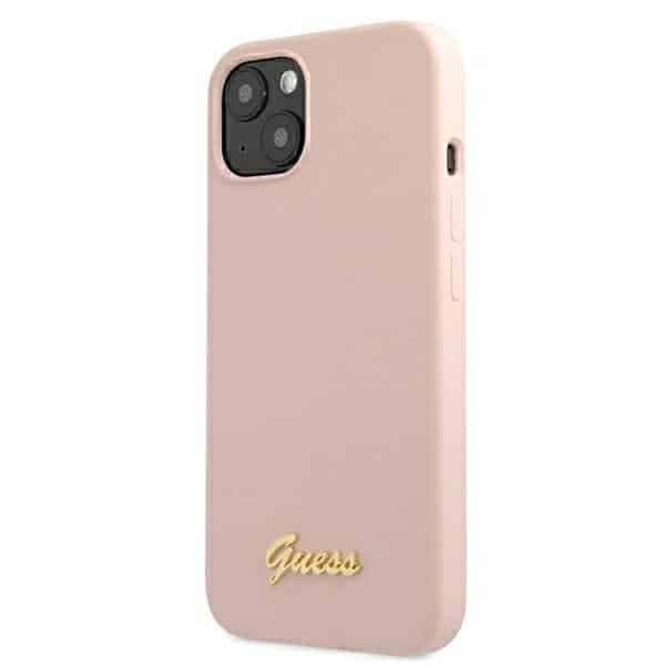 Guess Silicone Script Gold Logo - θήκη για Apple iPhone 13 - Ροζ 2