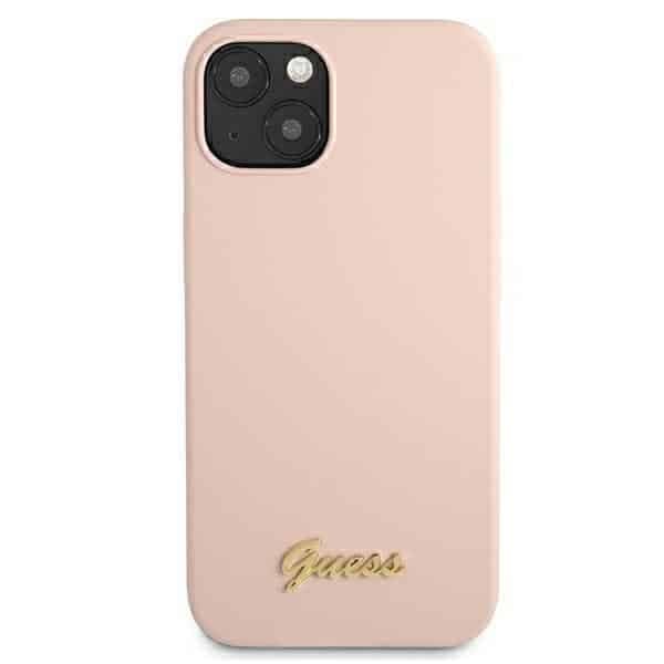 Guess Silicone Script Gold Logo - θήκη για Apple iPhone 13 - Ροζ 3