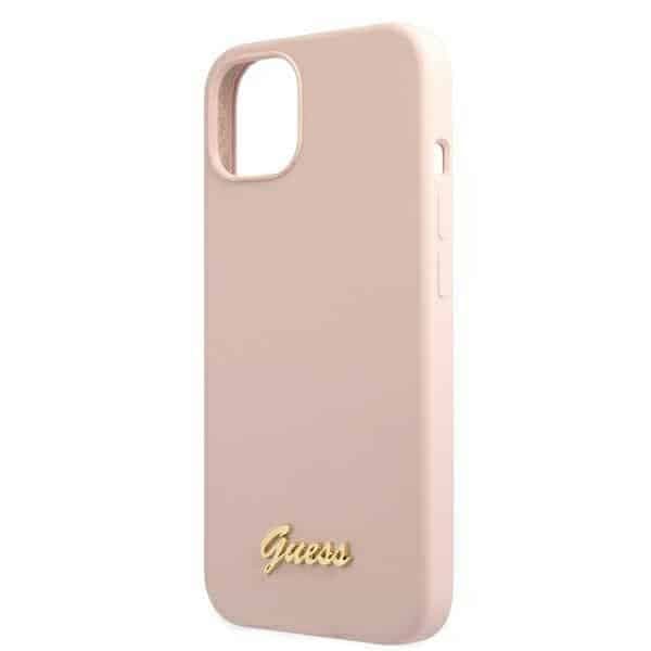 Guess Silicone Script Gold Logo - θήκη για Apple iPhone 13 - Ροζ 5