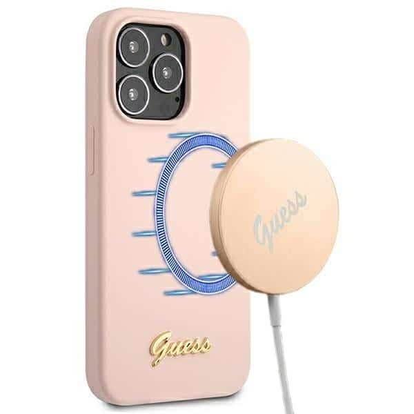 Guess Silicone Script Gold Logo - θήκη για Apple iPhone 13 Pro / - Ροζ