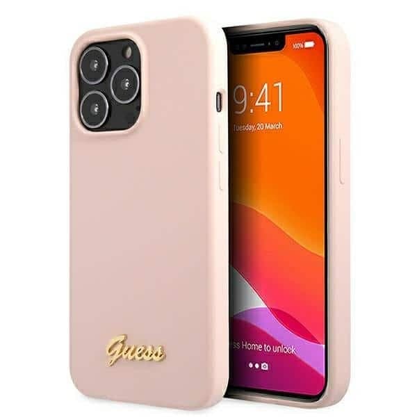 Guess Silicone Script Gold Logo - θήκη για Apple iPhone 13 Pro / - Ροζ 2