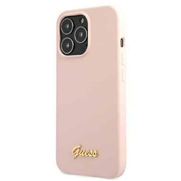 Guess Silicone Script Gold Logo - θήκη για Apple iPhone 13 Pro / - Ροζ 3