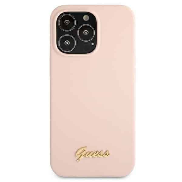 Guess Silicone Script Gold Logo - θήκη για Apple iPhone 13 Pro / - Ροζ 4