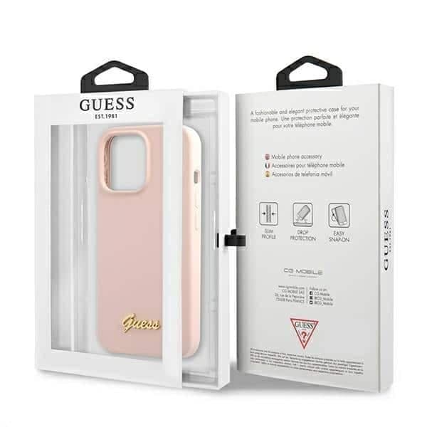 Guess Silicone Script Gold Logo - θήκη για Apple iPhone 13 Pro / - Ροζ 8