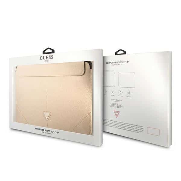 Guess Θήκη GUCS14PSATLE 14" beżowy /beige Saffiano Triangle Logo 4