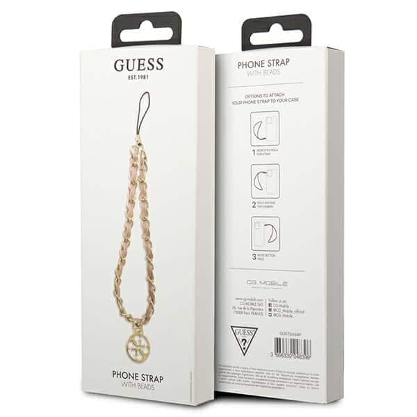 Guess charm GUSTSAS4P Phone Strap ροζ/pink Chain Metal 4G Charm 4