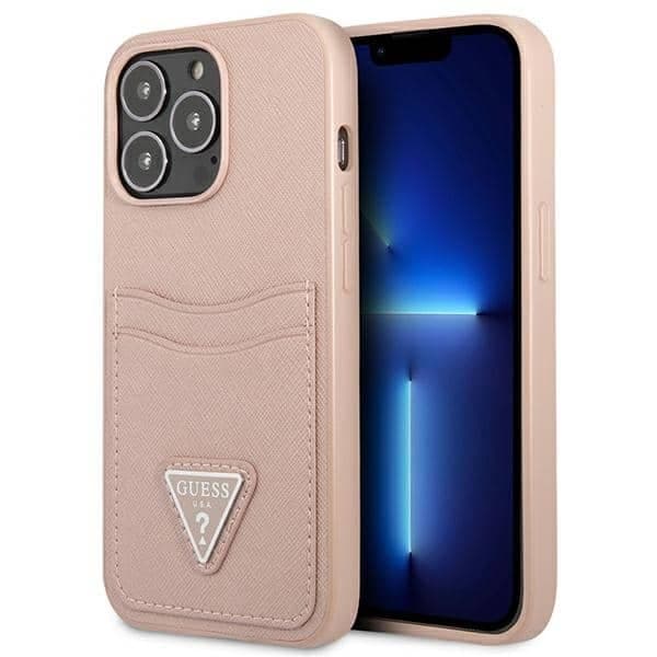 Guess Triangle Logo Cardslot - θήκη για Apple iPhone 13 Pro Max - Ροζ