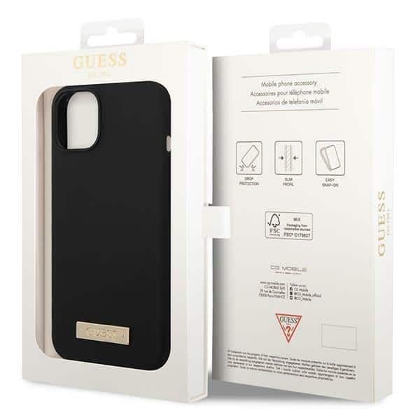 Guess Silicone Logo Plate MagSafe - θήκη για Apple iPhone 14 Plus - Μαύρο 8