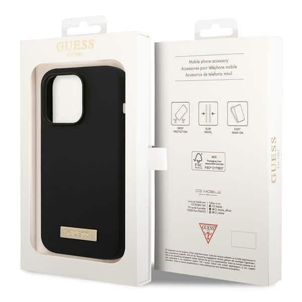 Guess Silicone Logo Plate MagSafe - θήκη για Apple iPhone 14 Pro - Μαύρο 8