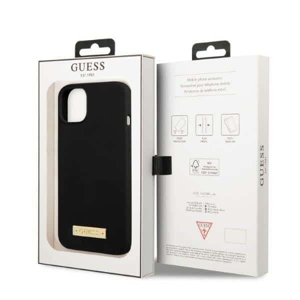 Guess Silicone Logo Plate MagSafe - θήκη για Apple iPhone 13 mini - Μαύρο 8