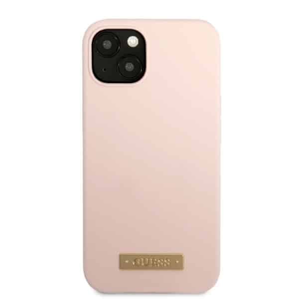 Guess Silicone Logo Plate MagSafe - θήκη για Apple iPhone 13 mini - Ροζ 3