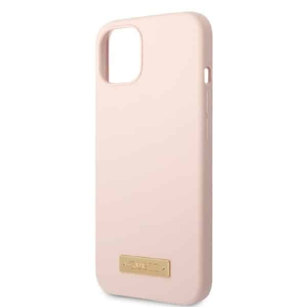 Guess Silicone Logo Plate MagSafe - θήκη για Apple iPhone 13 mini - Ροζ 6