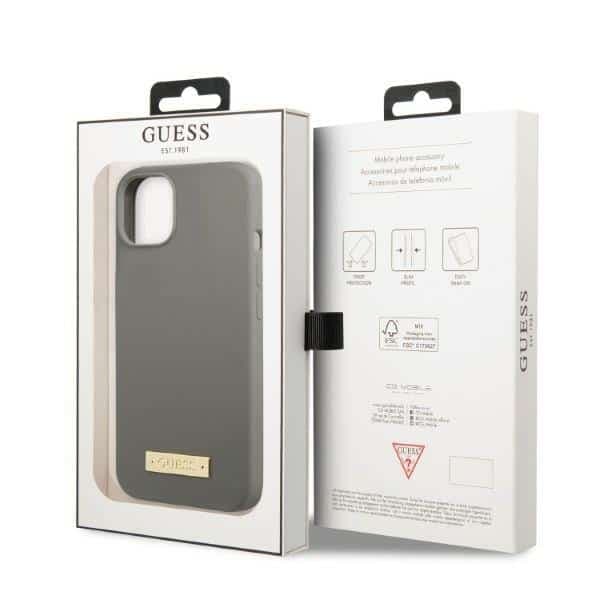 Guess Silicone Logo Plate MagSafe - θήκη για Apple iPhone 13 mini - Γκρι 8