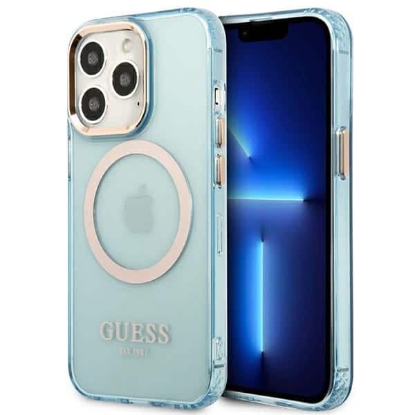 Guess Gold Outline Translucent MagSafe - θήκη για Apple iPhone 13 / Pro - Μπλε