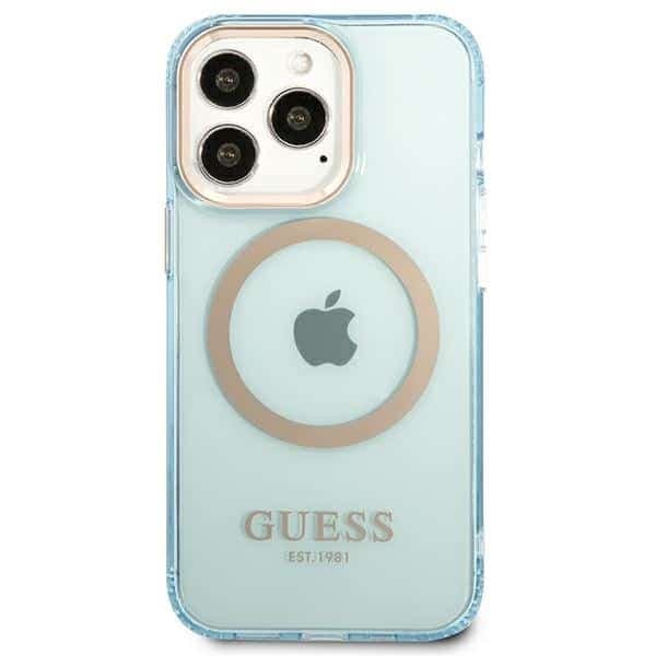 Guess Gold Outline Translucent MagSafe - θήκη για Apple iPhone 13 / Pro - Μπλε 3