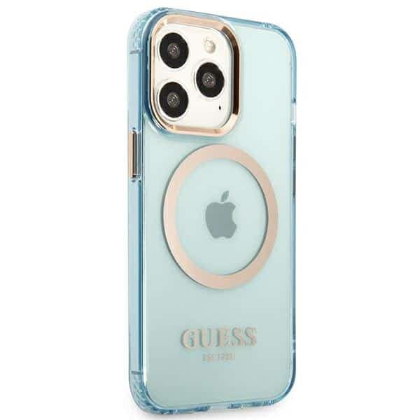 Guess Gold Outline Translucent MagSafe - θήκη για Apple iPhone 13 / Pro - Μπλε 4