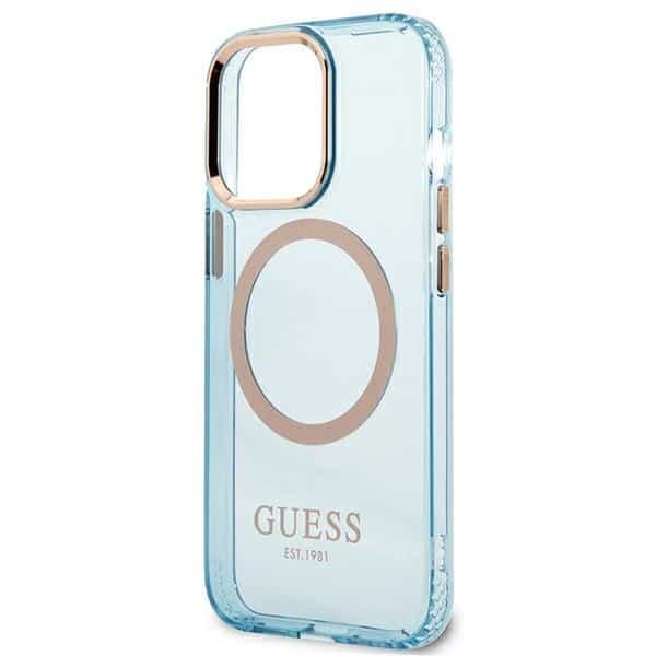 Guess Gold Outline Translucent MagSafe - θήκη για Apple iPhone 13 / Pro - Μπλε 6
