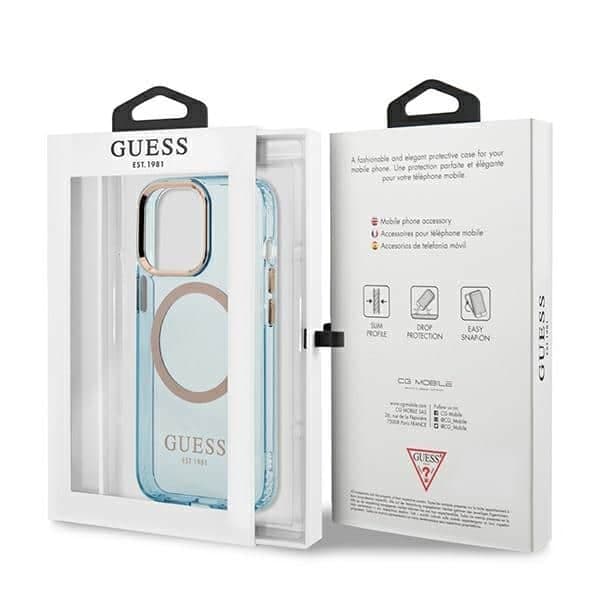 Guess Gold Outline Translucent MagSafe - θήκη για Apple iPhone 13 / Pro - Μπλε 8